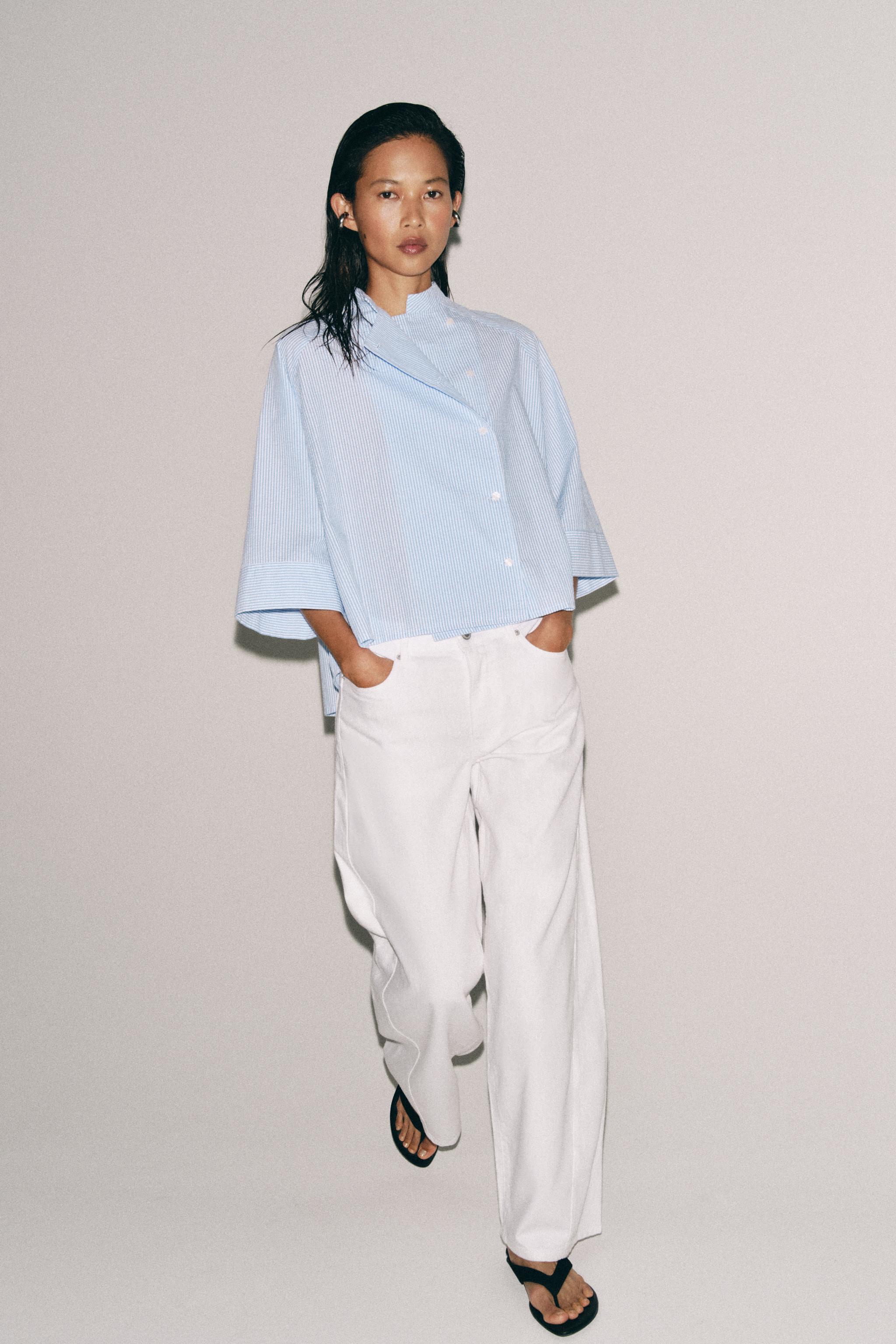 ZW COLLECTION ASYMMETRIC STRIPED SHIRT